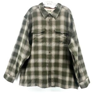 Lake & Trail Mens XXXL Green Flannel Plaid Button Down Shirt Recycled Polyester